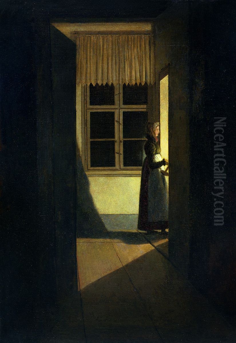The Woman with the Candlestick Oil Painting by Caspar David Friedrich