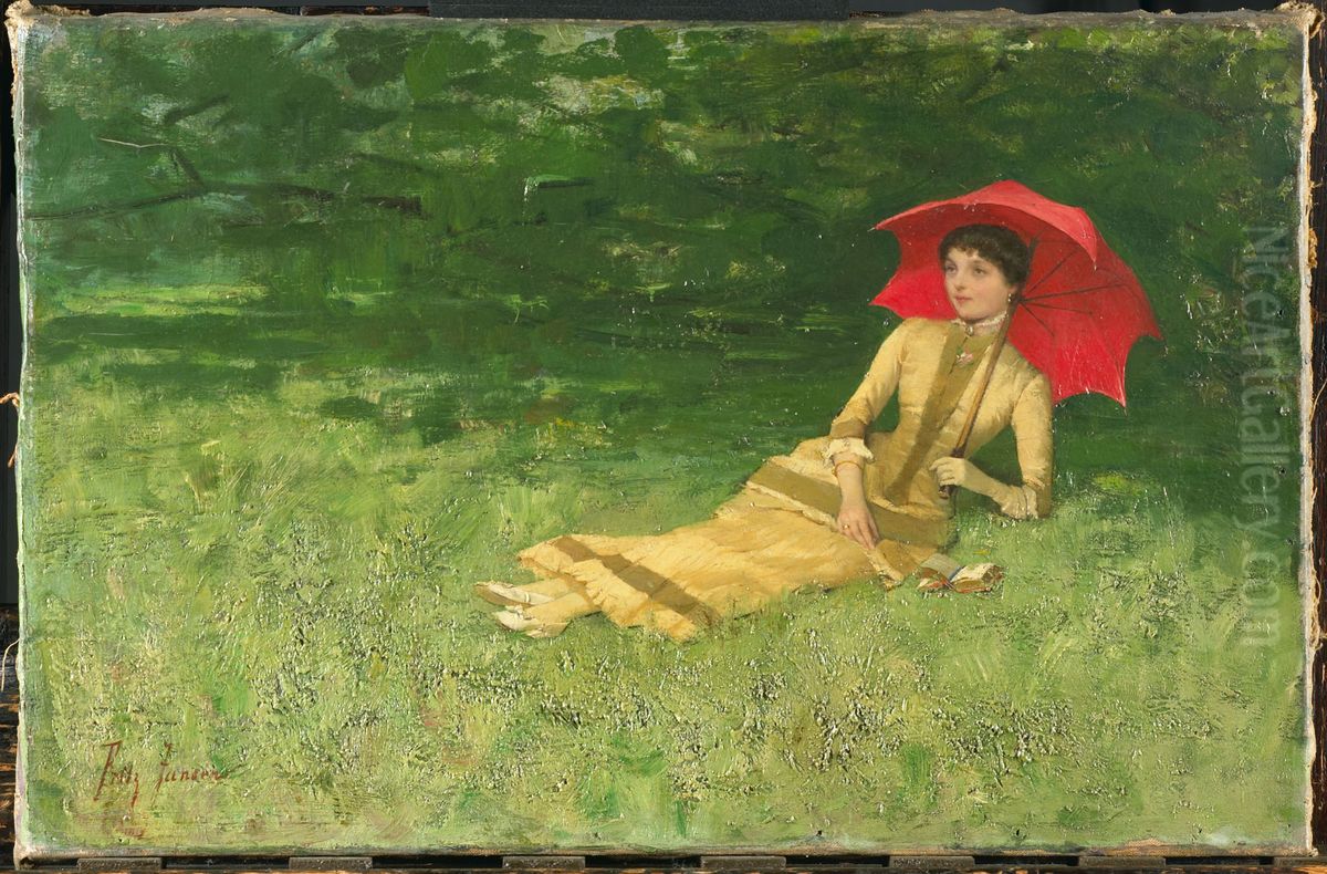 A Summer Afternoon Oil Painting by Frits Jansen