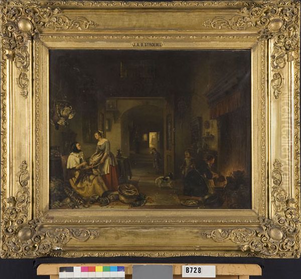 Keukeninterieur Oil Painting by Johannes Anthonie Balthasar Stroebel