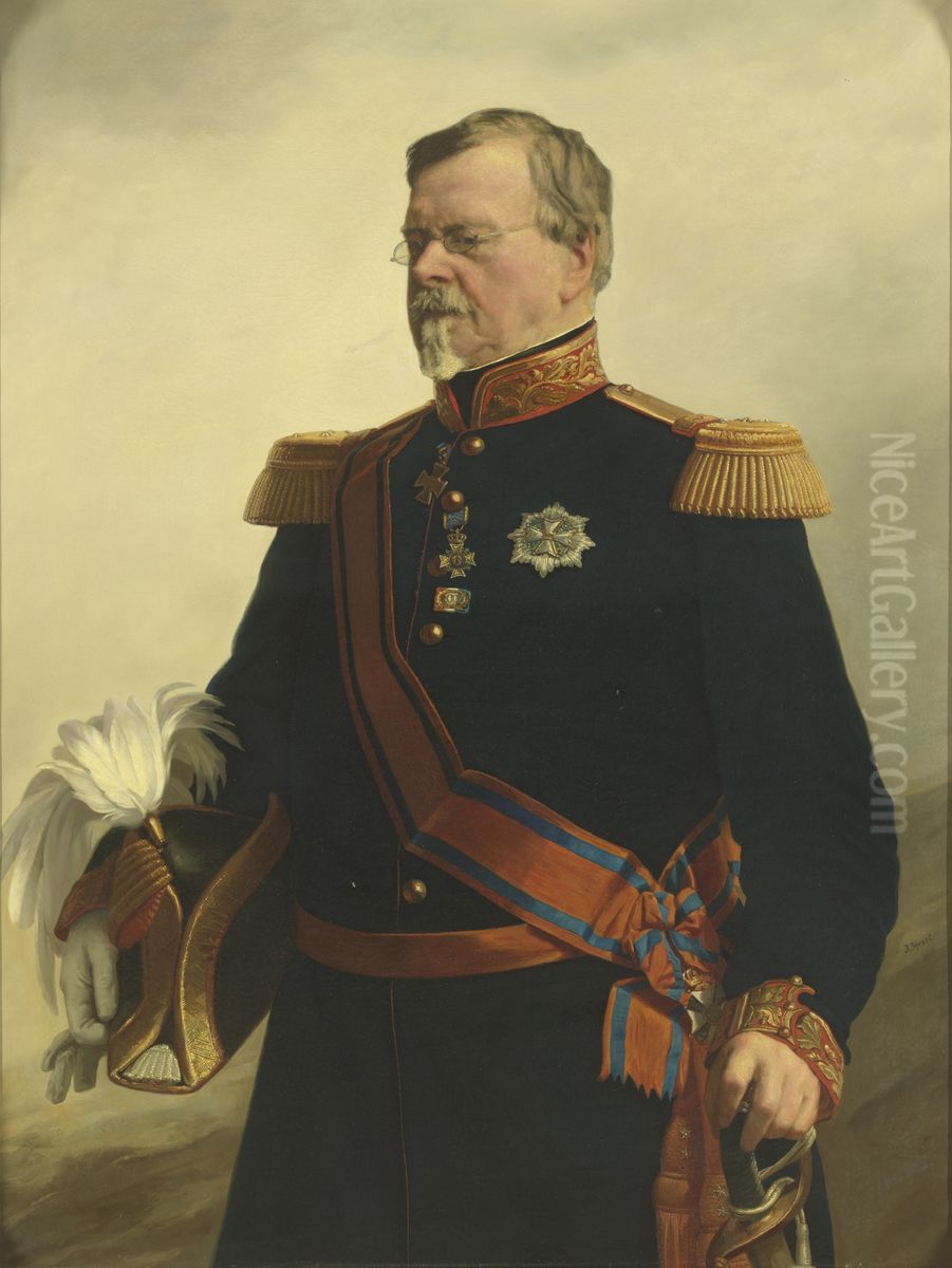 Bernhard (1792-1862), hertog van Saksen-Weimar. Generaal in Nederlandse dienst Oil Painting by Jacob Spoel