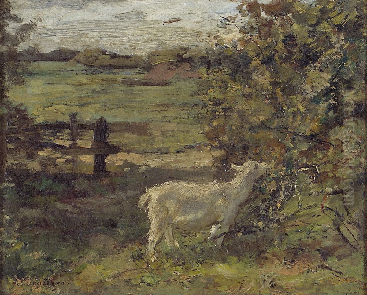 Landscape with a Kid Oil Painting by Franz Deutmann