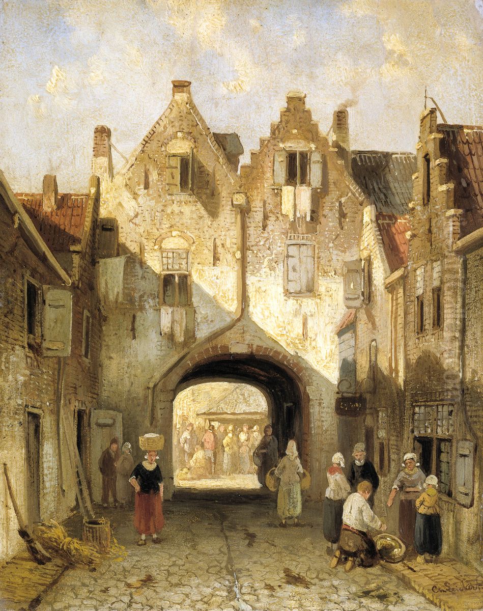 The Old Gate Oil Painting by Charles Henri Leickert