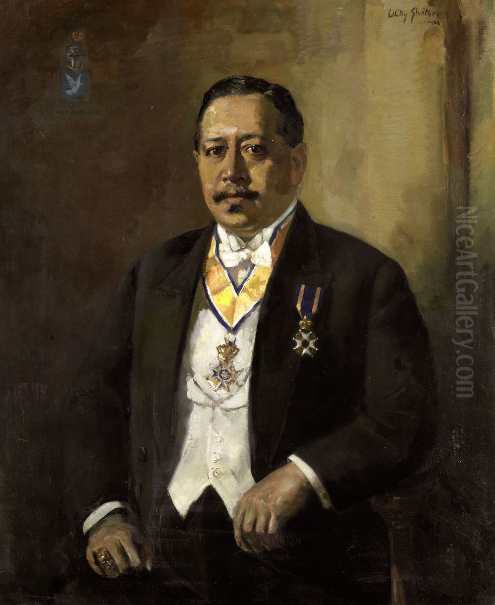 Willem Martinus Godfried Schumann (1877-1952). Voorzitter van de volksraad (1919-1925) Oil Painting by Jan Willem Sluiter
