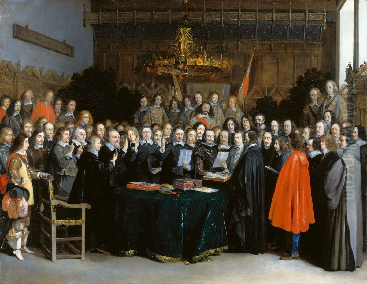 The Ratification of the Spanish-Dutch Treaty of Munster, 15 May 1648. Oil Painting by Gerard Ter Borch