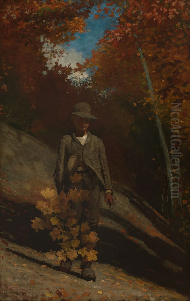 Gathering Autumn Leaves Oil Painting by Winslow Homer