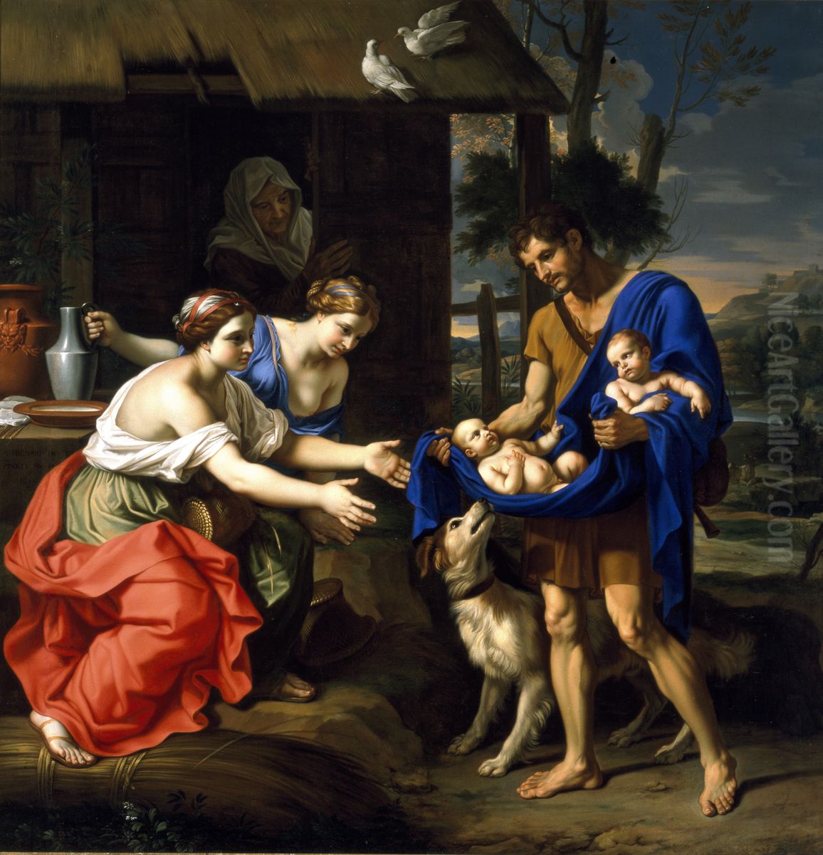 The Shepherd Faustulus Bringing Romulus and Remus to His Wife Oil Painting by Nicolas Mignard