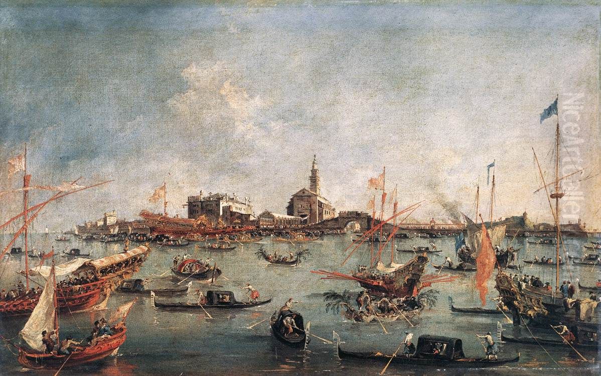 Le Doge sur le Bucentaure, a San Niccolo di Lido a Venise, le jour de l'Ascension Oil Painting by Francesco Guardi