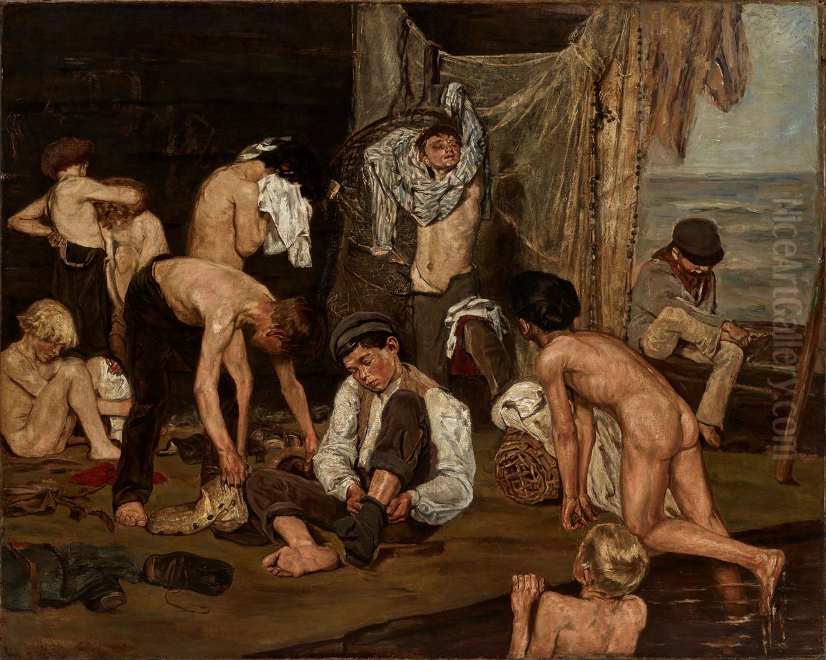 Swimmers Oil Painting by Max Liebermann