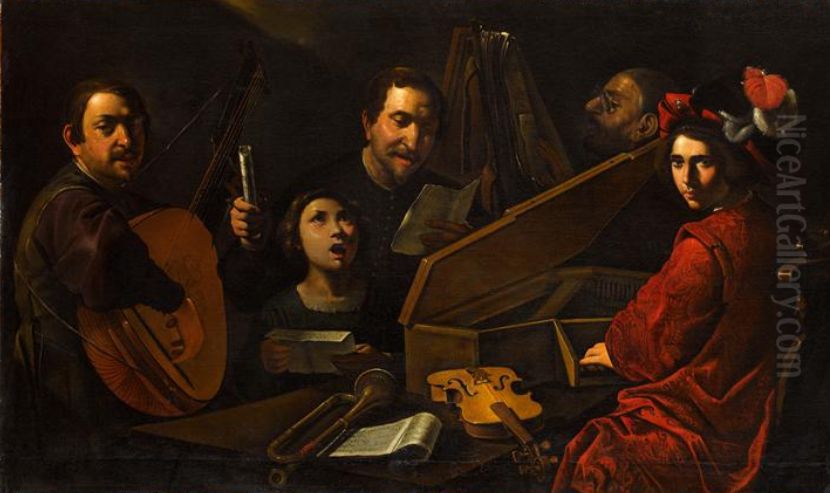 Concert of musicians and singers Oil Painting by Pietro Paolini