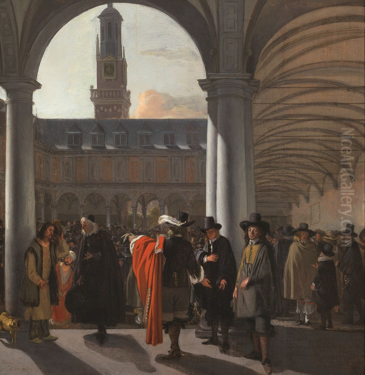 The courtyard of the Beurs in Amsterdam Oil Painting by Emanuel de Witte