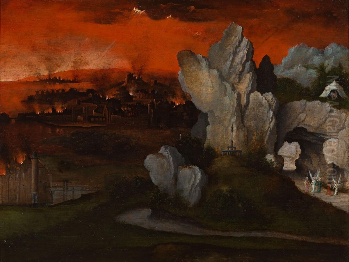 Landscape with the Destruction of Sodom and Gomorrah Oil Painting by Joachim Patinir