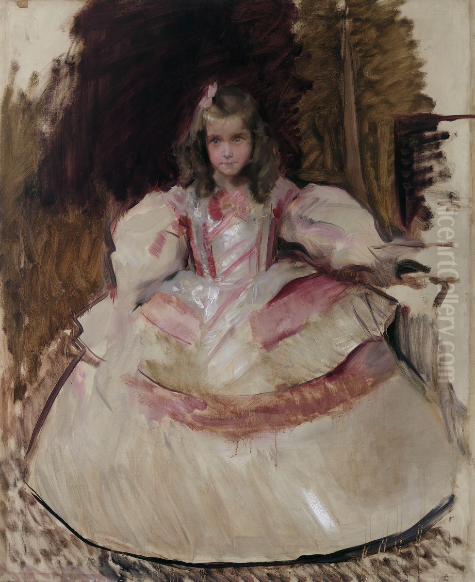 La nina Maria Figueroa vestida de menina Oil Painting by Joaquin Sorolla