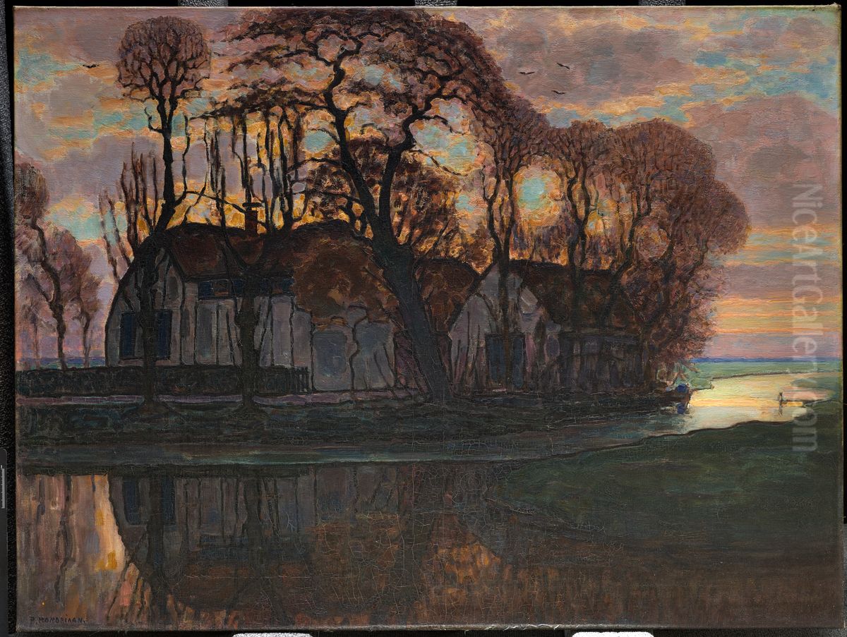Farm Near Duivendrecht, in the Evening Oil Painting by Piet Mondrian