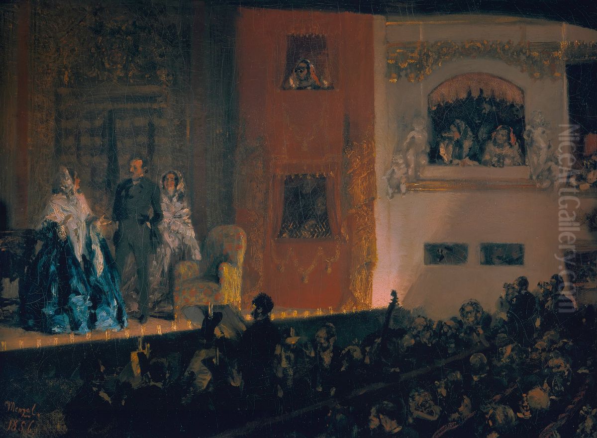 Theatre du Gymnase in Paris Oil Painting by Adolph von Menzel
