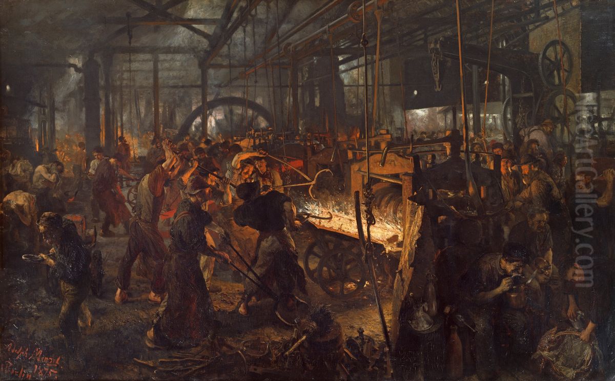The Iron Rolling Mill (Modern Cyclopes) Oil Painting by Adolph von Menzel