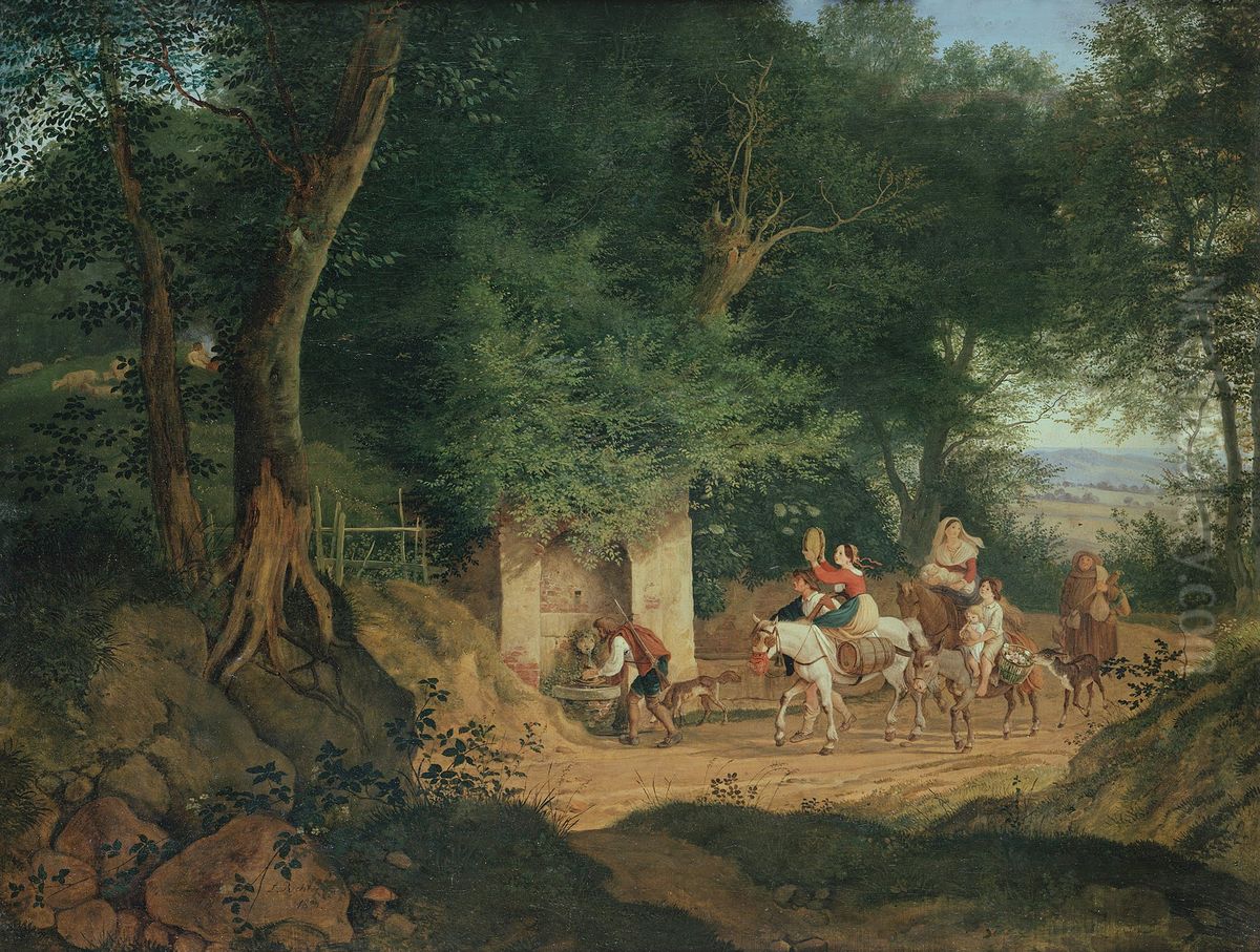 The Well in the Wood at Ariccia Oil Painting by Ludwig Richter