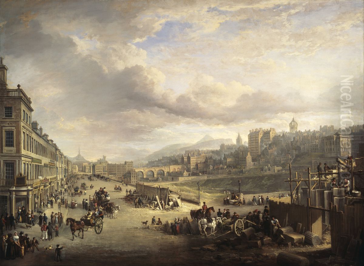 Princes Street with the Commencement of the Building of the Royal Institution Oil Painting by Alexander Nasmyth
