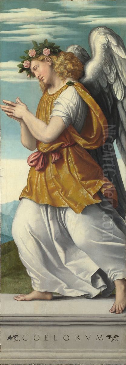 An Adoring Angel Oil Painting by Alessandro Bonvicino (Moretto da Brescia)