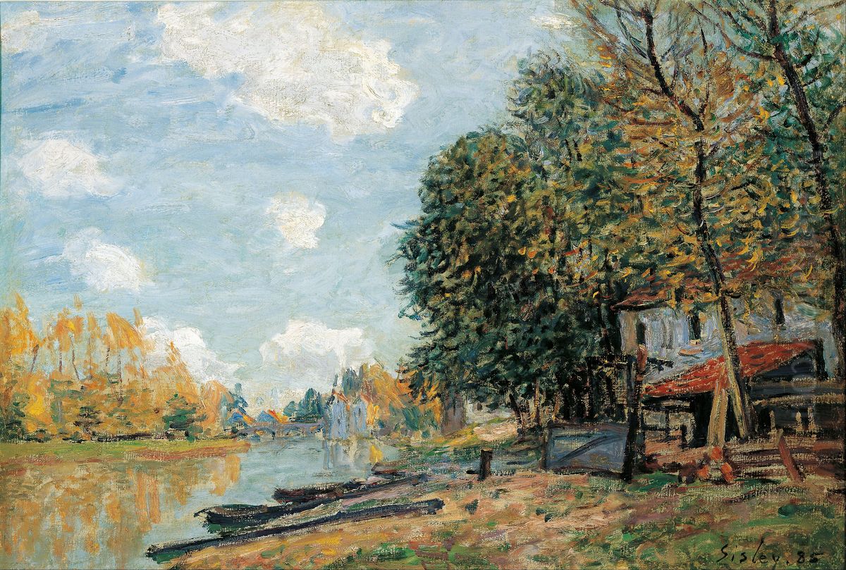 The Banks of the River Loing, 1877 Oil Painting by Alfred Sisley