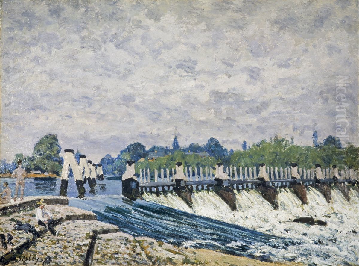 Molesey Weir, Hampton Court Oil Painting by Alfred Sisley