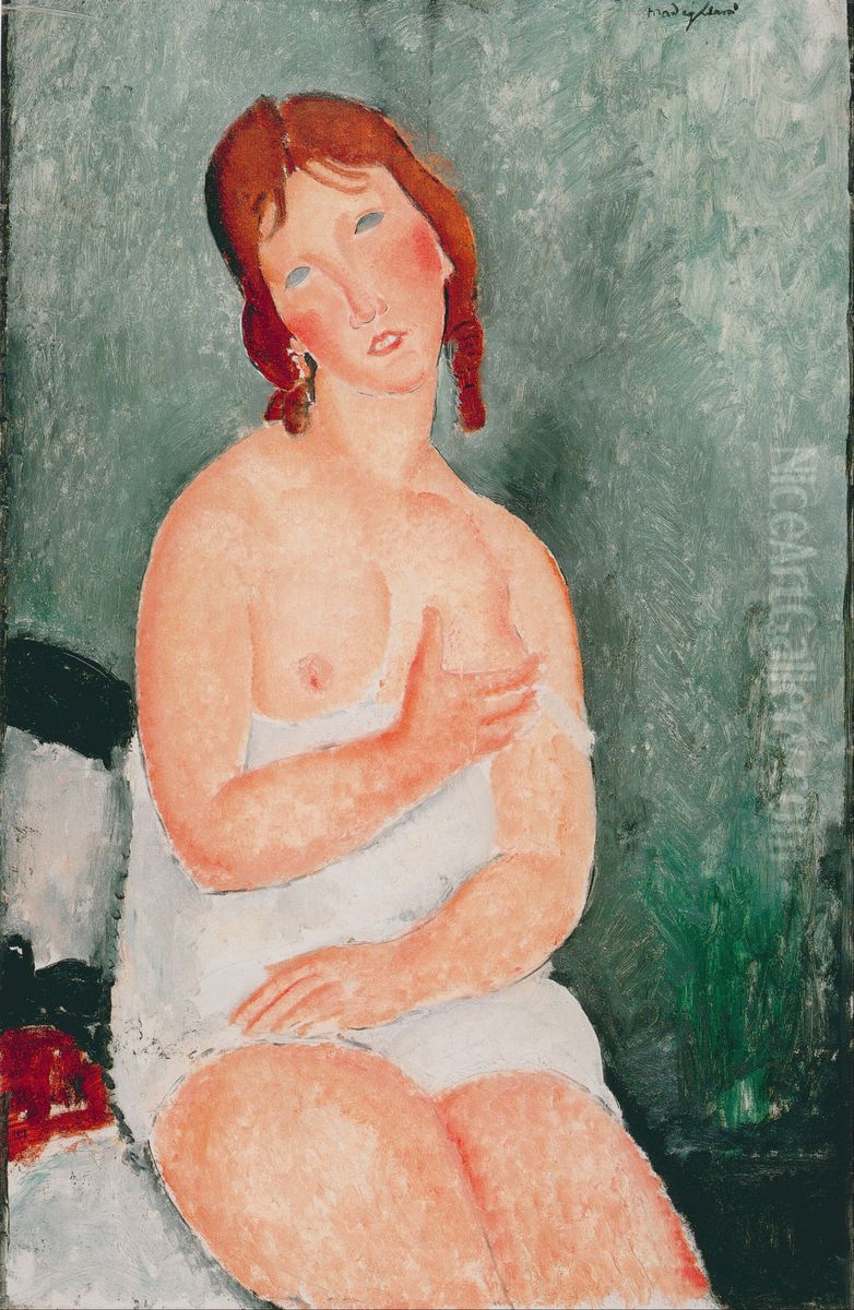 Young Woman in a Shirt, 1918 Oil Painting by Amedeo Modigliani