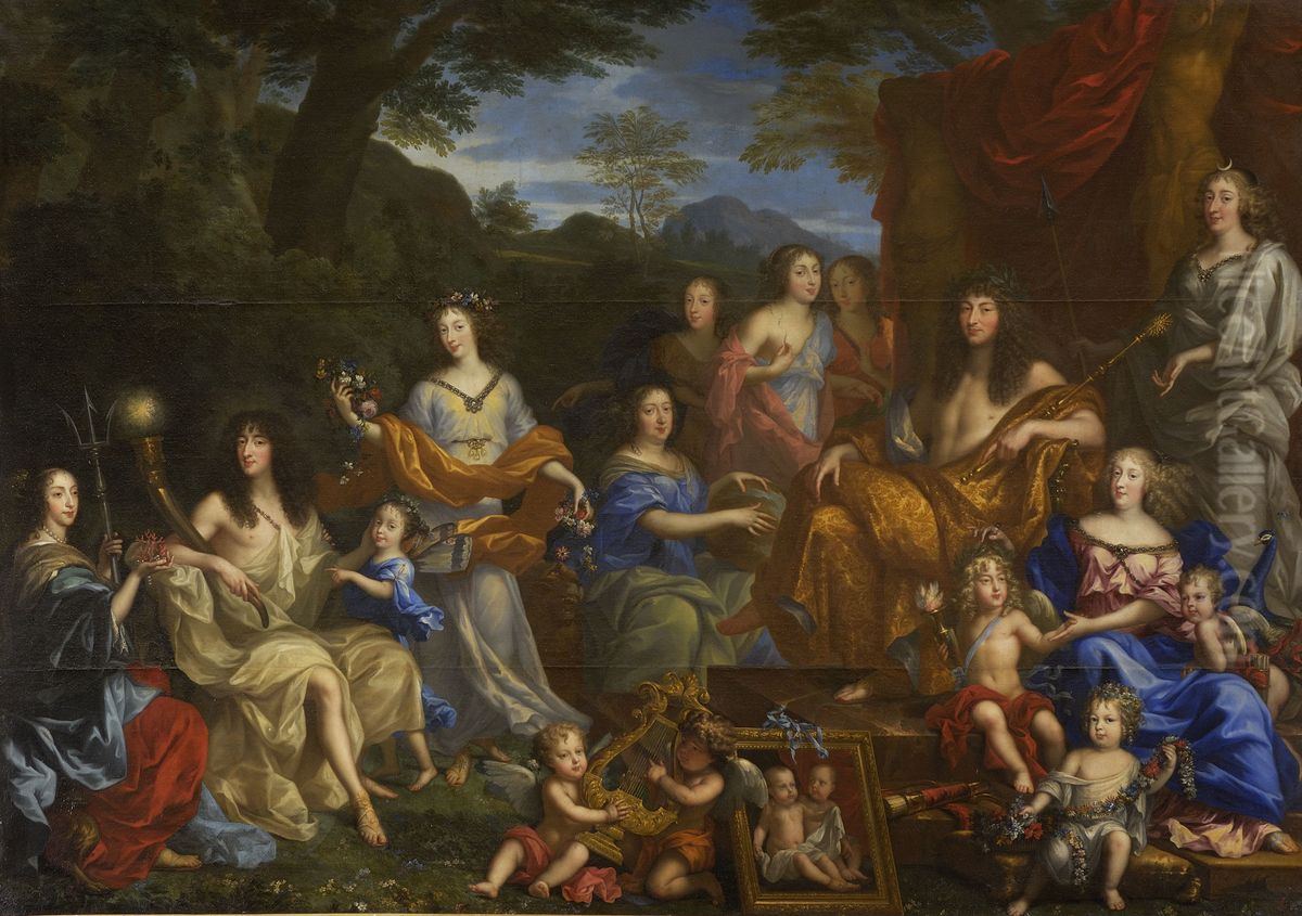 Portrait mythologique de la famille de Louis XIV Oil Painting by Jean Nocret