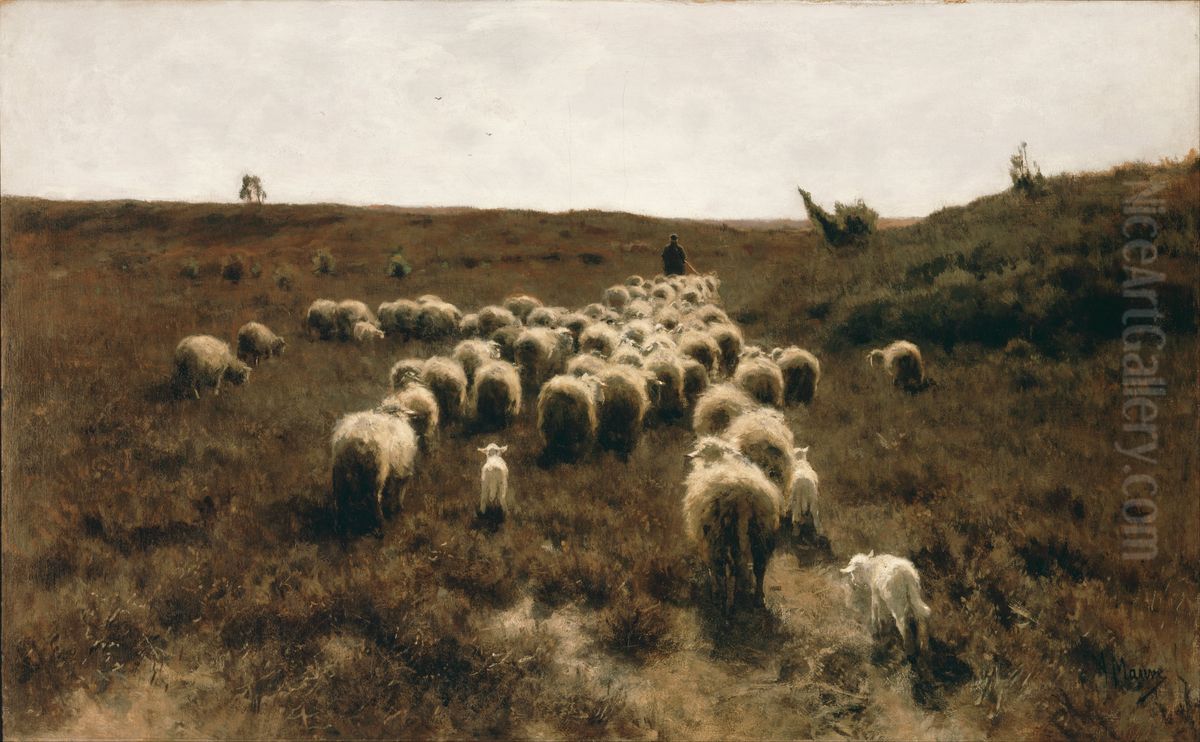 The Return of the Flock, Laren Oil Painting by Anton Mauve