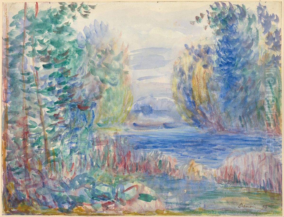 River Landscape, 1890 Oil Painting by Pierre Auguste Renoir