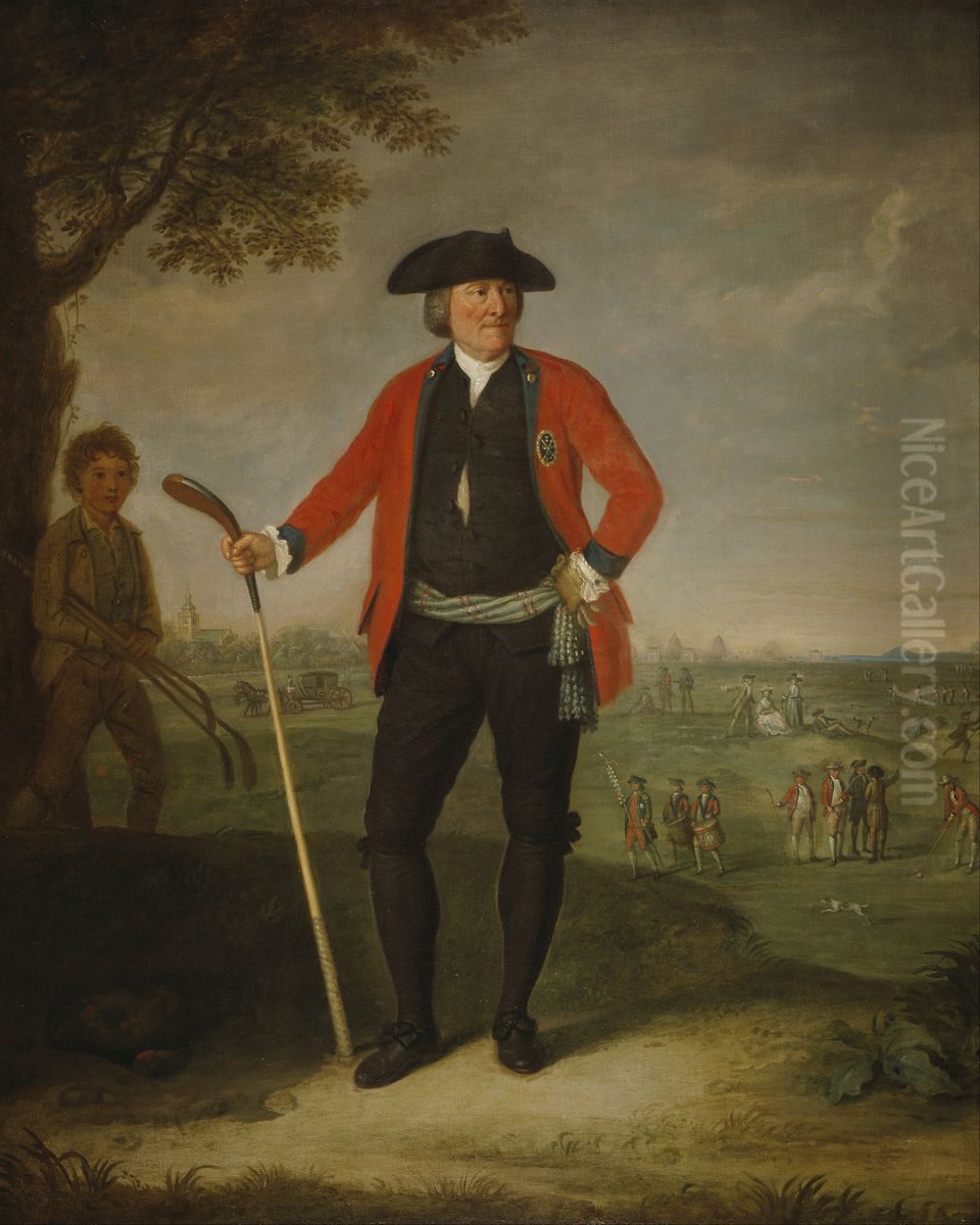 William Inglis, c 1712 - 1792. Surgeon and Captain of the Honourable Company of Edinburgh Golfers Oil Painting by David Allan