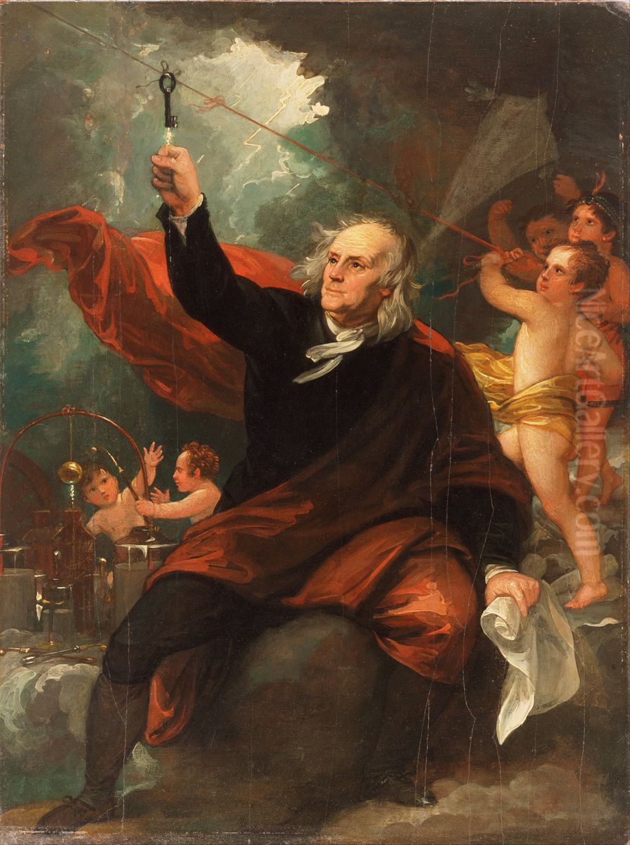 Benjamin Franklin Drawing Electricity from the Sky Oil Painting by Benjamin West