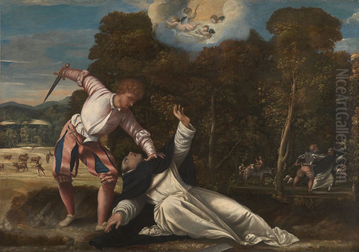 The Death of Saint Peter Martyr Oil Painting by Bernardino Da Asola