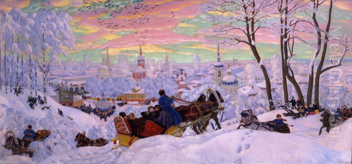 Shrovetide Oil Painting by Boris Kustodiev