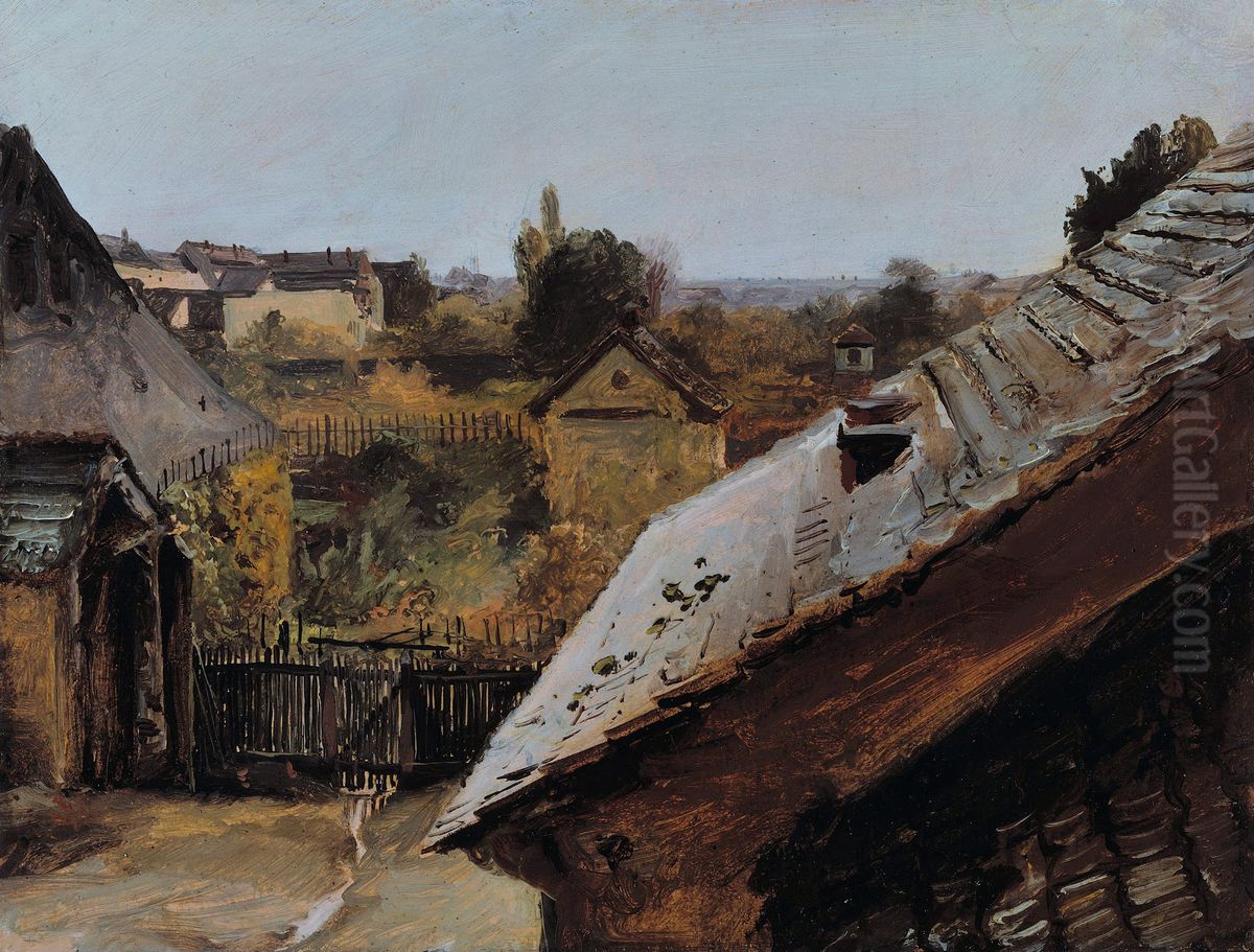 View of Roofs and Gardens Oil Painting by Carl Blechen