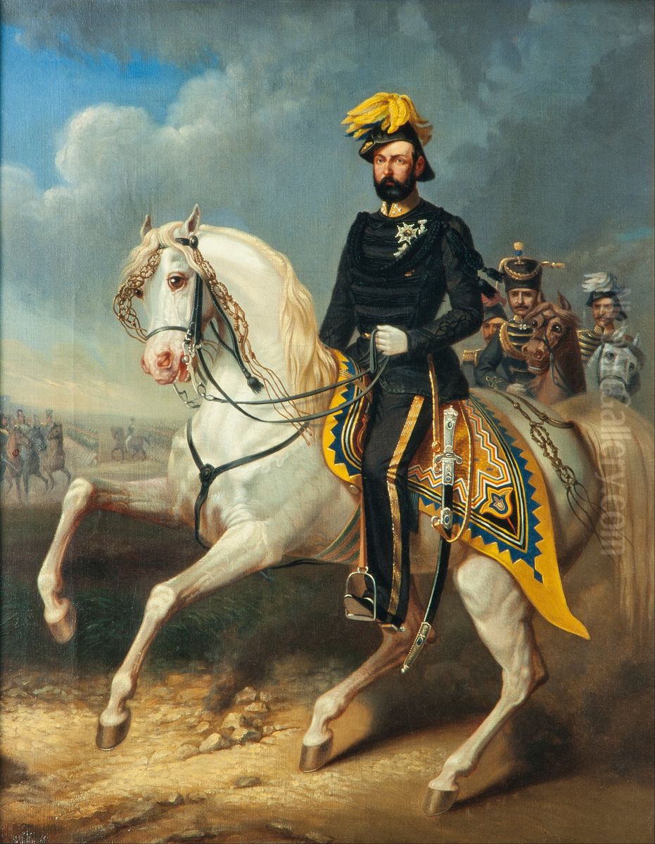 Karl XV, King of Sweden and Norway 1860-1872 Oil Painting by Carl Fredrik Kiorboe