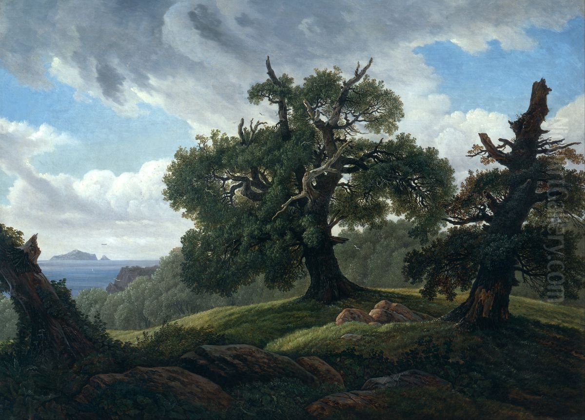 Memory of a wooded island in the Baltic Sea (Oak trees by the Sea) Oil Painting by Carl Gustav Carus