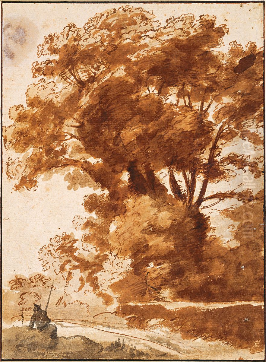 Group of Trees and Resting Sheperd Oil Painting by Claude Lorrain (Claude Gellee)