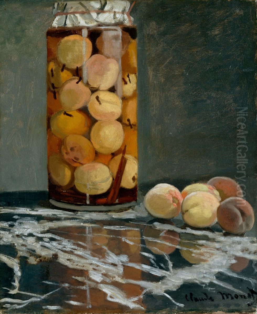 Jar of Peaches Oil Painting by Claude Oscar Monet