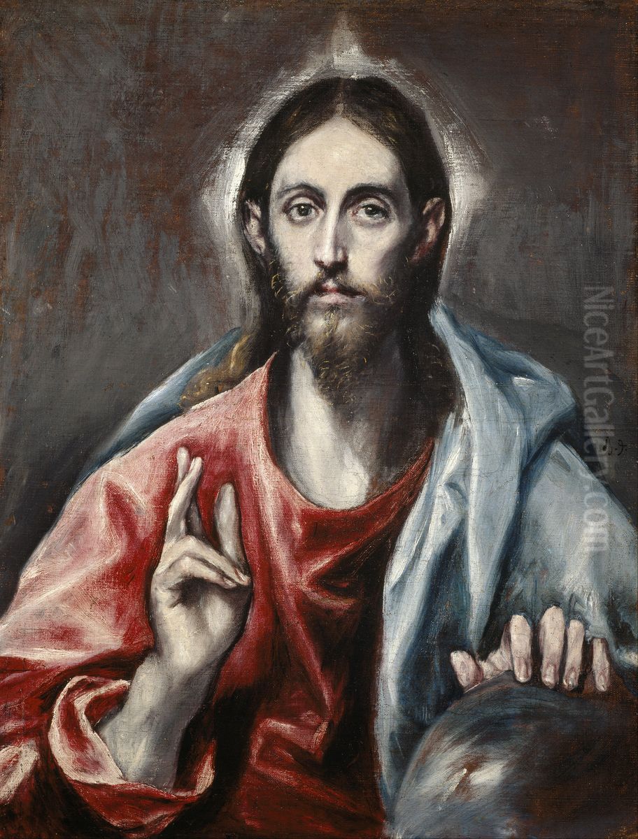 Christ Blessing ('The Saviour of the World') Oil Painting by El Greco