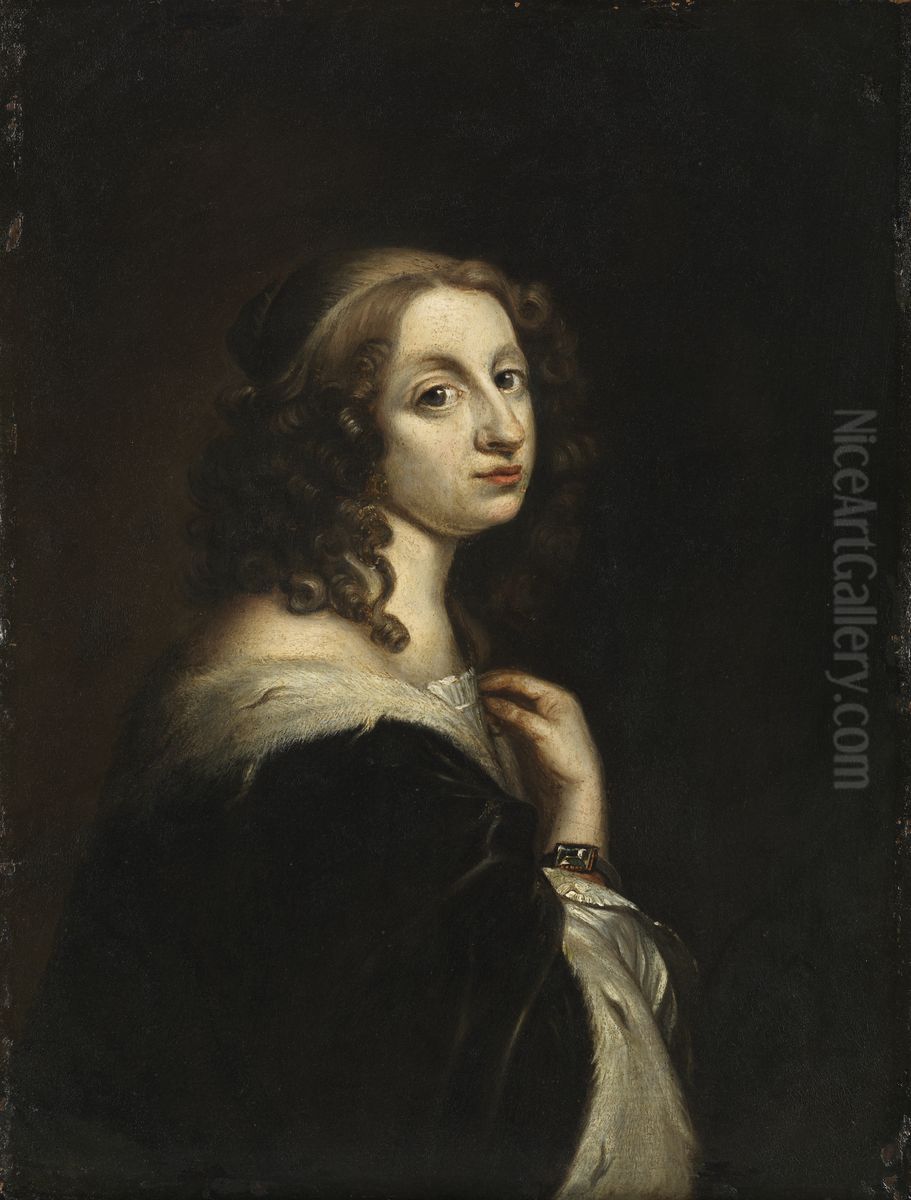 Portratt av drottning Kristina, tillskrivet David Beck (1621-1656), utford cirka 1647-1651. Tidigare tillskrivet Sebastian Bourdon. Oil Painting by David Beck