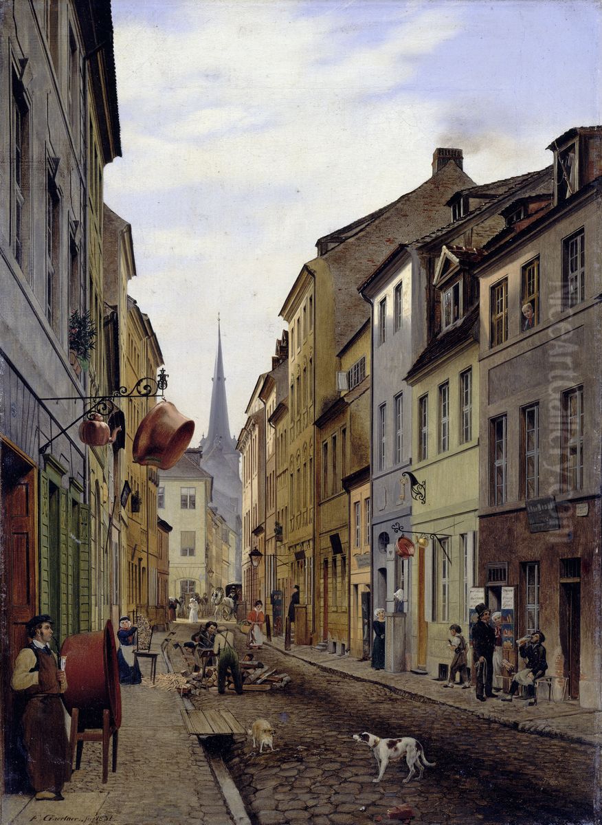 Parochialstrasse in Berlin Oil Painting by Eduard Gaertner