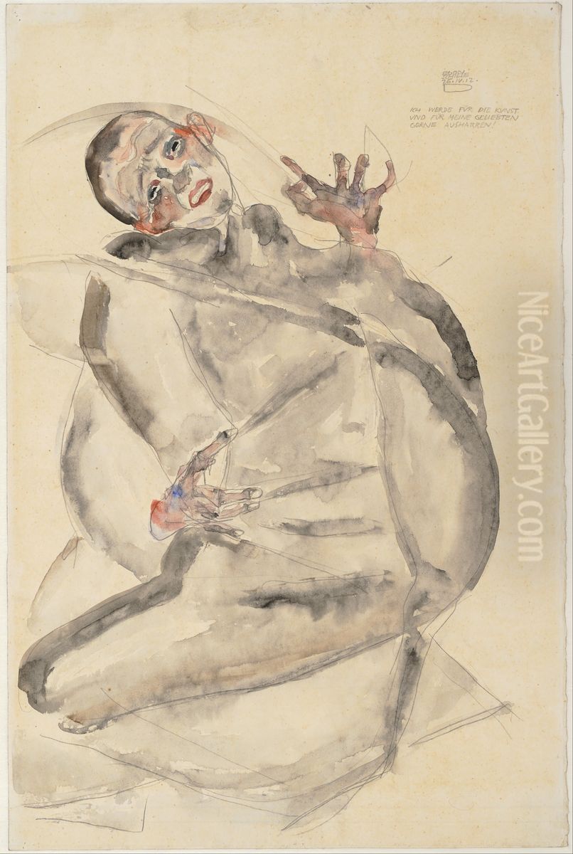 I Will Gladly Endure for Art and My Loved Ones, 1912 Oil Painting by Egon Schiele