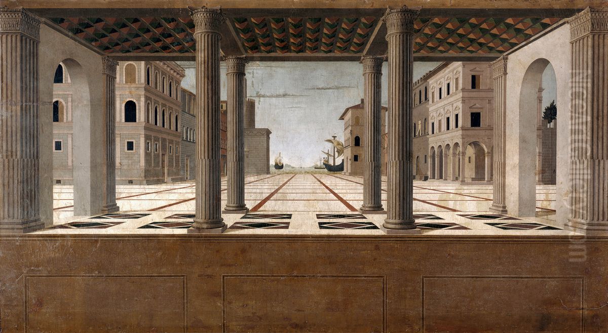 Architectural Veduta Oil Painting by Francesco di Giorgio