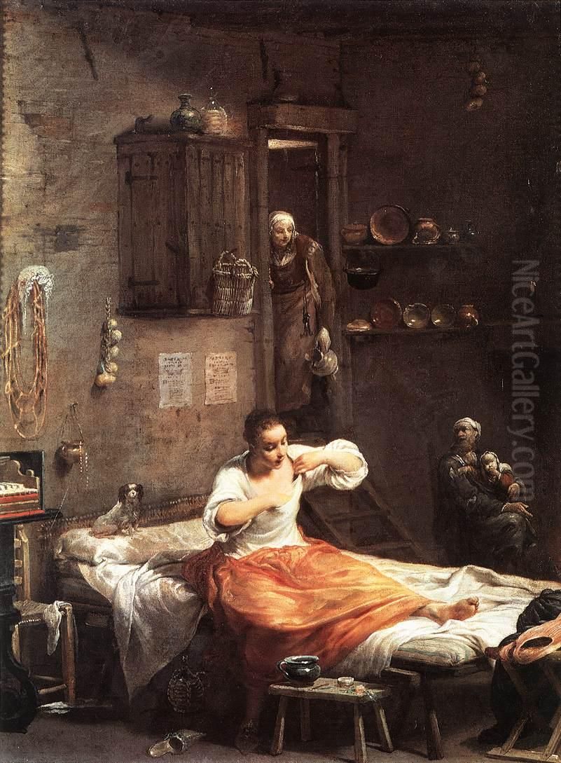 Searcher for Fleas Oil Painting by Giuseppe Maria Crespi