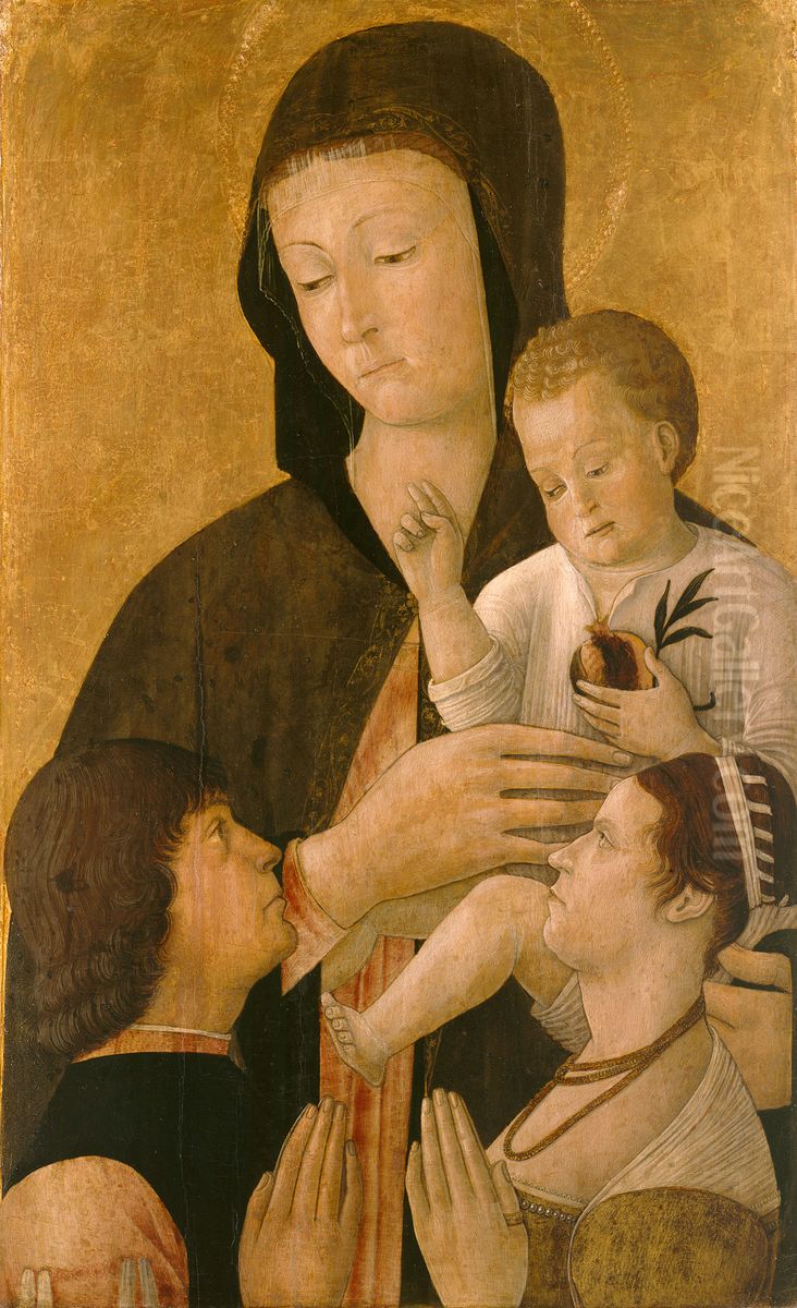 Maria mit dem Kind und einem Stifterpaar Oil Painting by Gentile Bellini