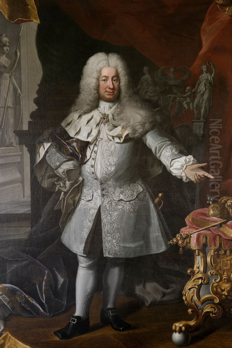 Fredrik I, King of Sweden 1720-1751 Oil Painting by Georg Engelhard Schroder