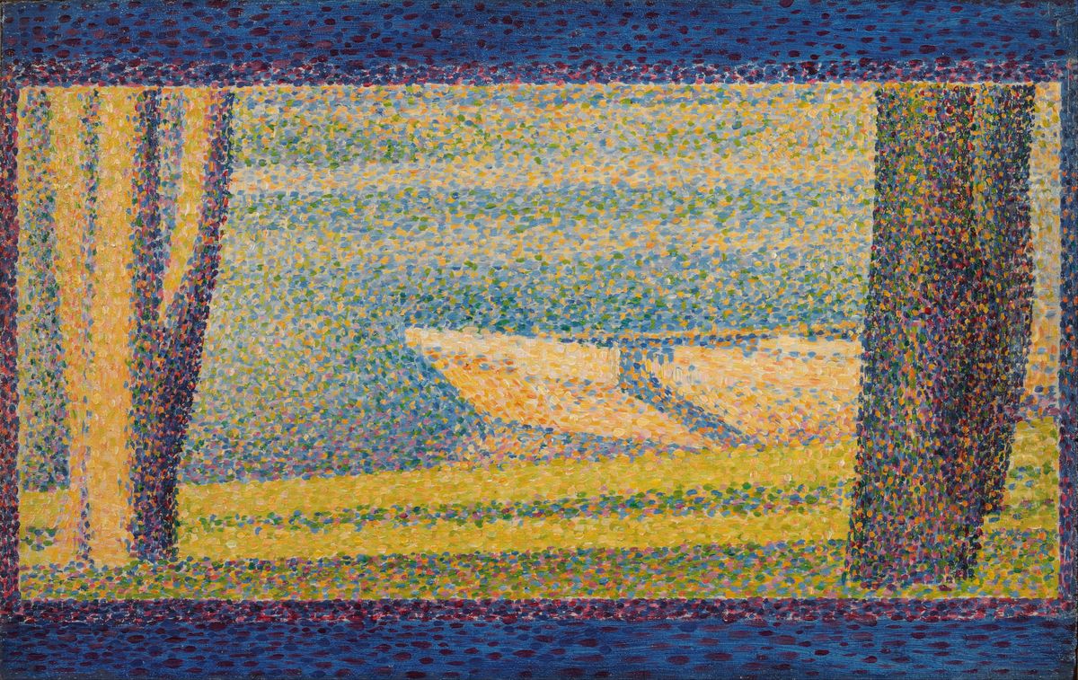 Moored Boats and Trees Oil Painting by Georges Seurat