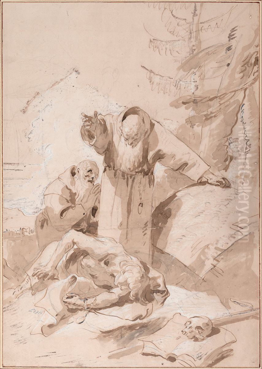 Saint Fidelis of Sigmarigen and Saint Joseph of Leonessa Oil Painting by Giovanni Battista Tiepolo