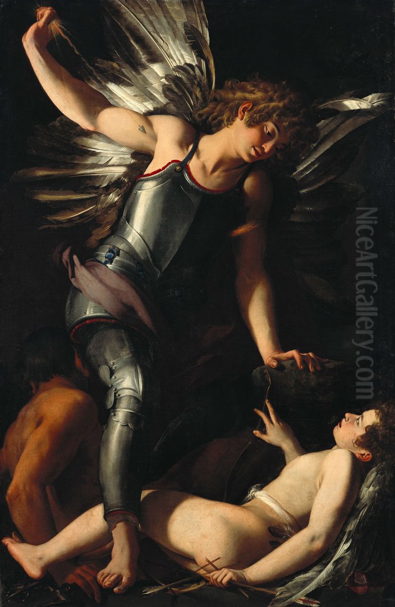 The Divine Eros Defeats the Earthly Eros Oil Painting by Giovanni Baglione