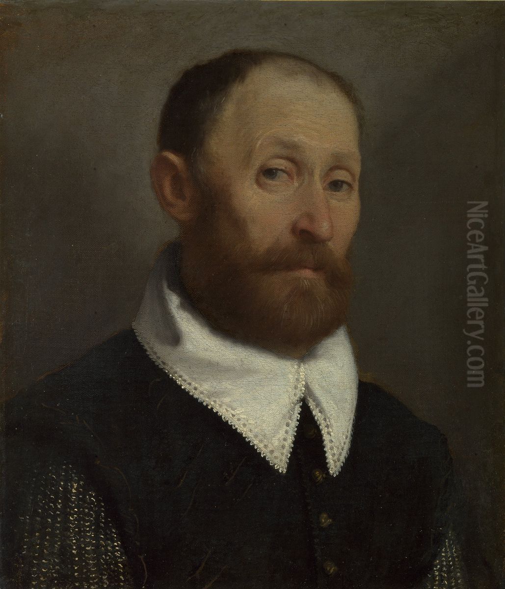 Portrait of a Man with Raised Eyebrows Oil Painting by Giovanni Battista Moroni