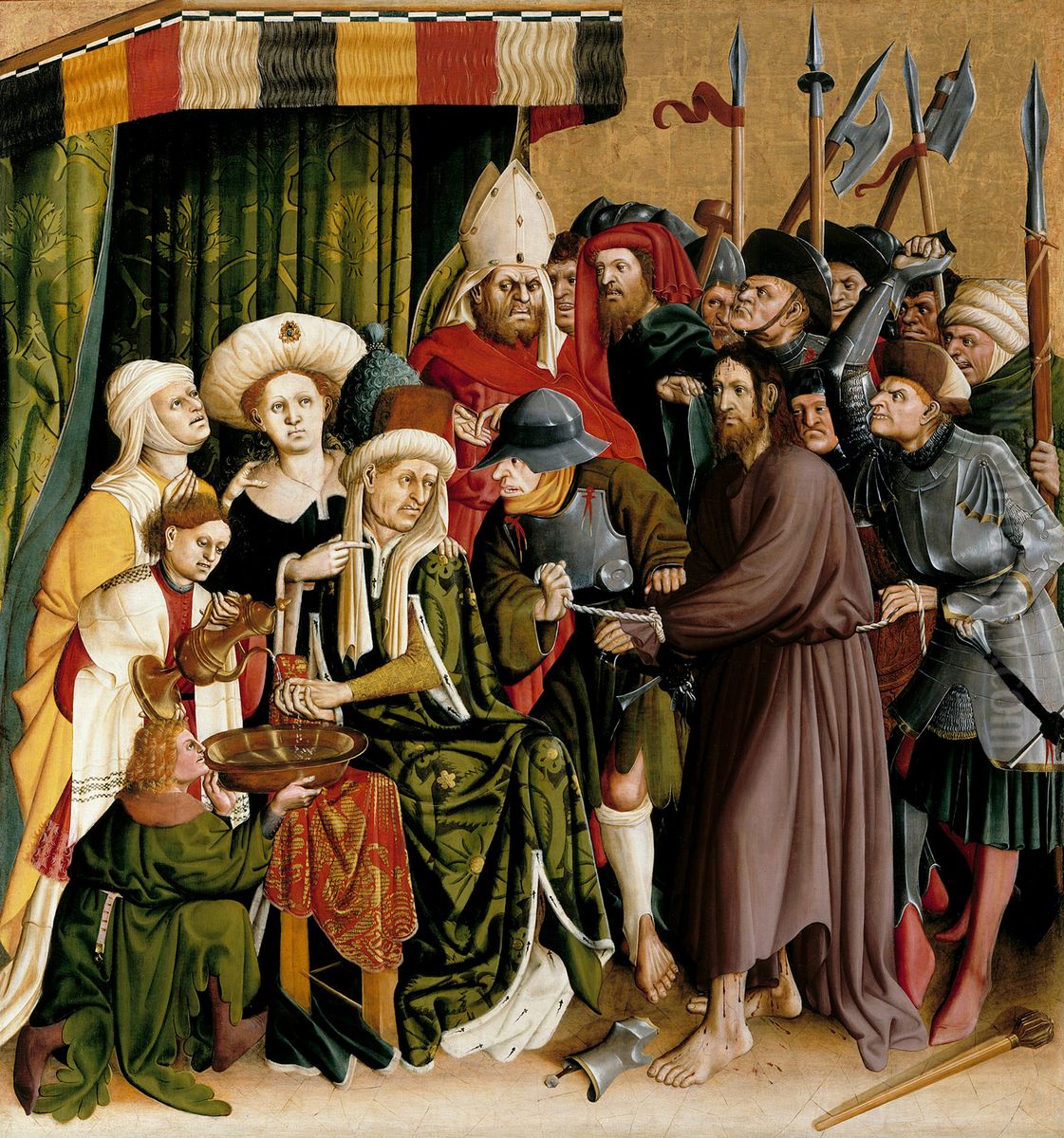 Christ before Pilate; The Wings of the Wurzach Altar (upper right) Oil Painting by Hans Multscher